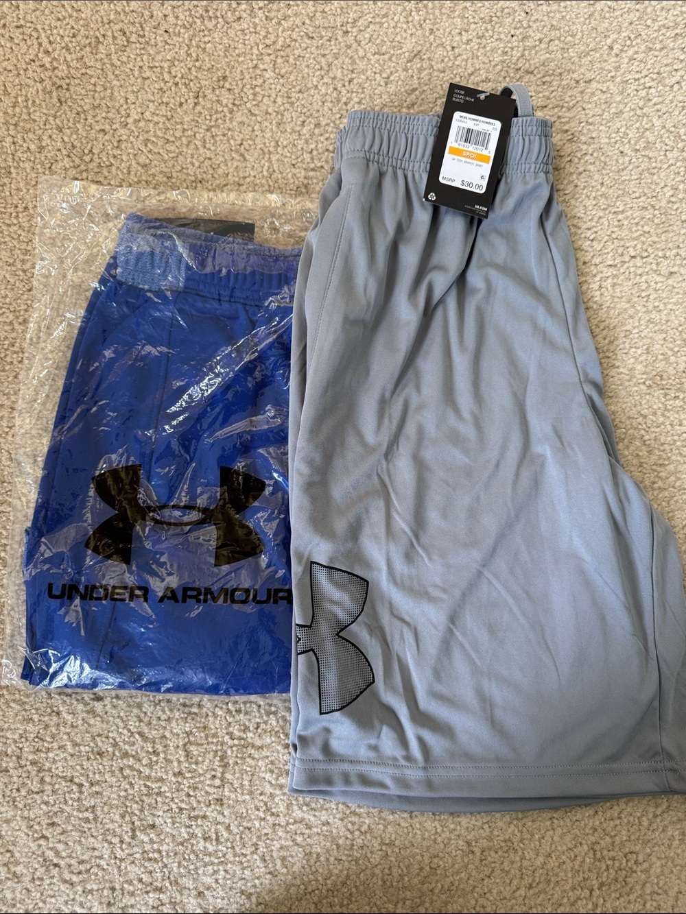 Under Armour Men’s Gray and Royal Blue Athletic Shorts - 2 Pack NWT